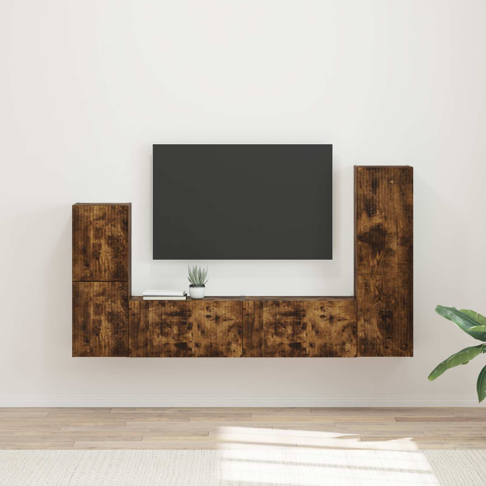 vidaXL Zestaw szafek RTV 4 pcs Dąb wędzony Materiał drewnopochodny