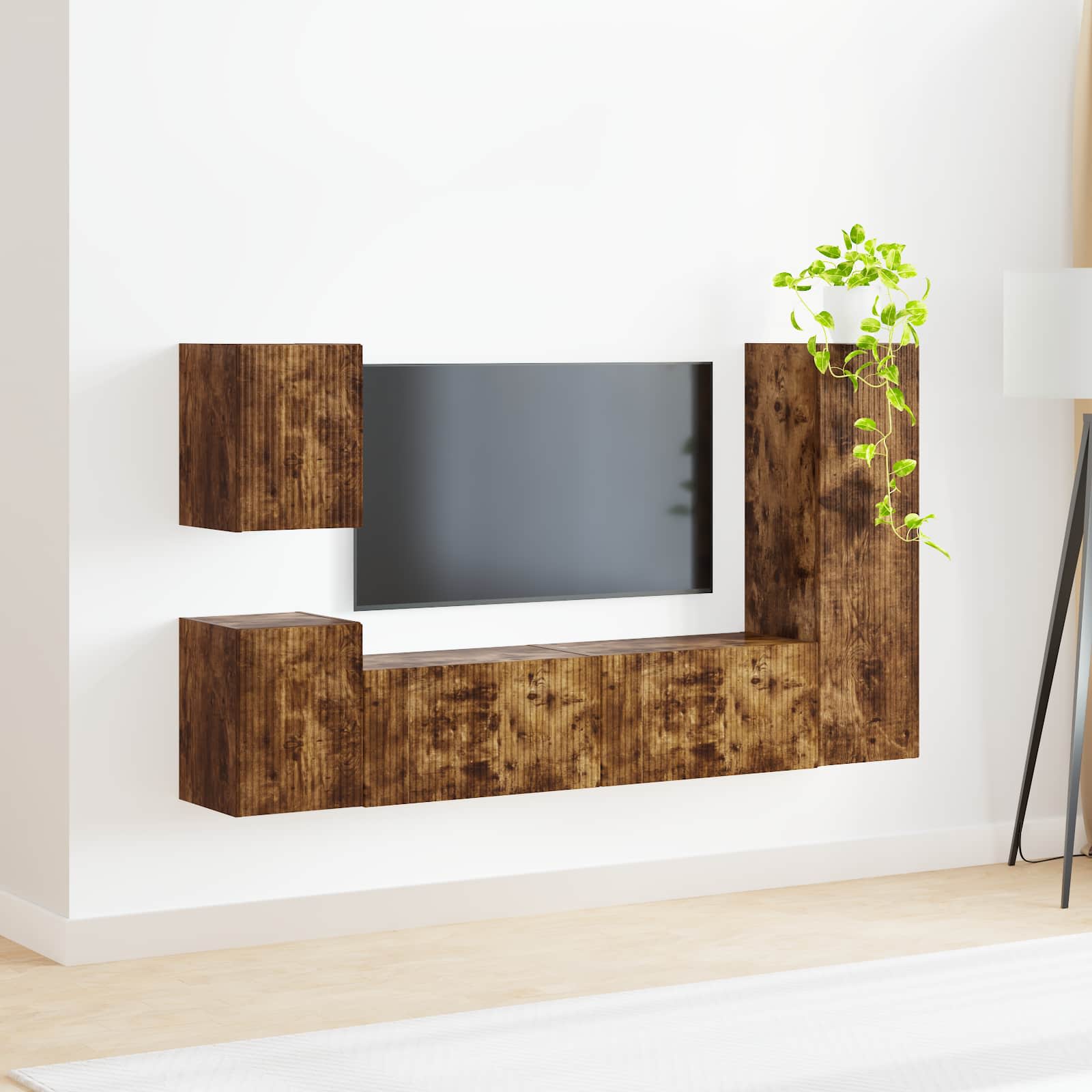 vidaXL Zestaw szafek RTV 4 pcs Dąb wędzony Materiał drewnopochodny