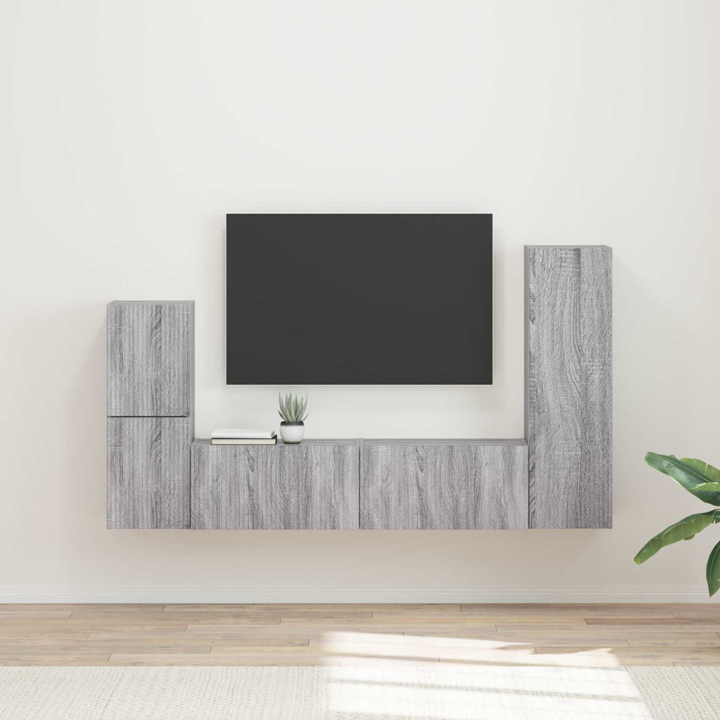 vidaXL Zestaw szafek RTV 4 pcs Szary Sonoma Materiał drewnopochodny