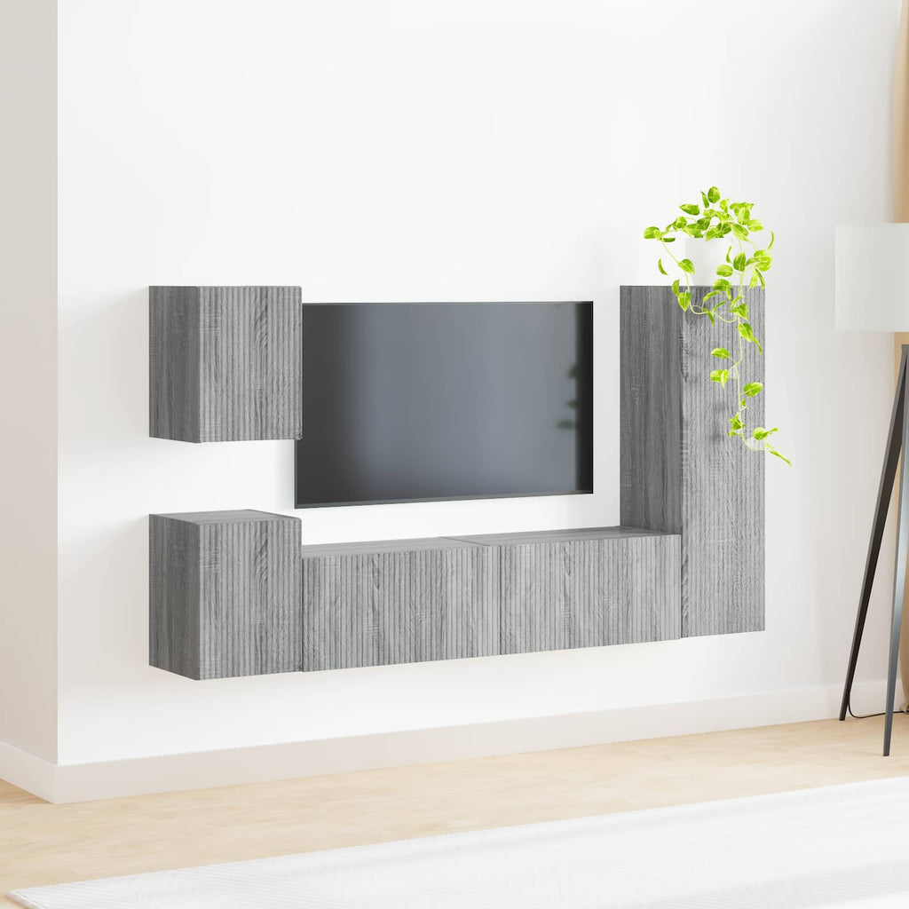 vidaXL Zestaw szafek RTV 4 pcs Szary Sonoma Materiał drewnopochodny