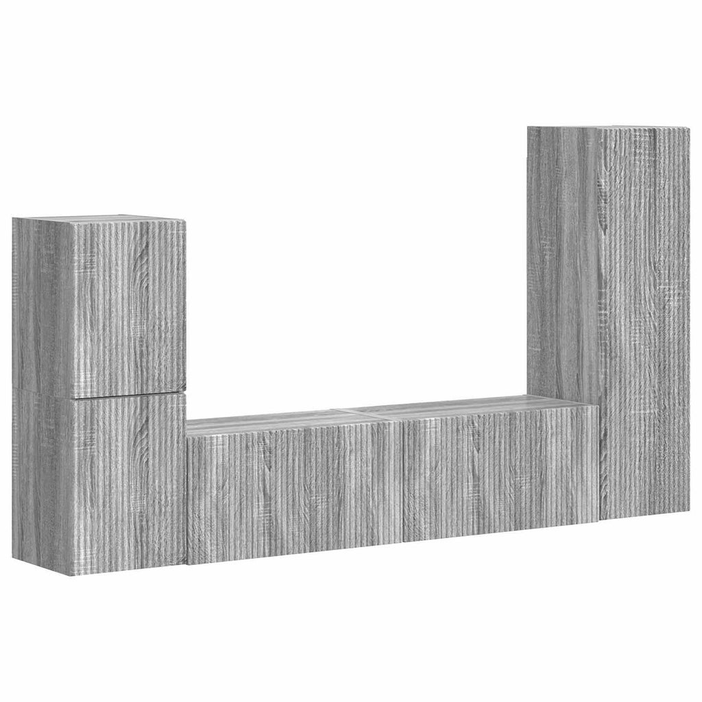 vidaXL Zestaw szafek RTV 4 pcs Szary Sonoma Materiał drewnopochodny