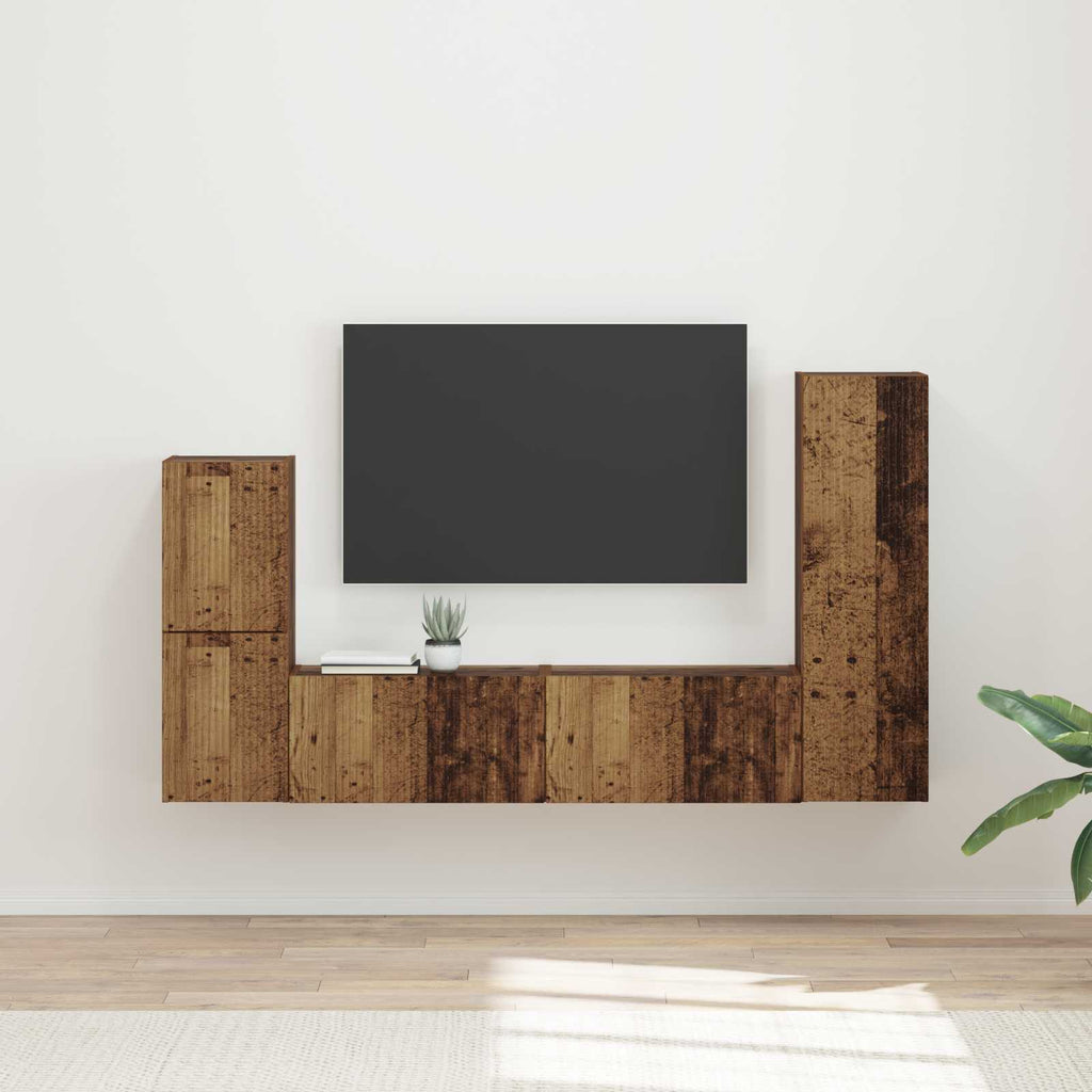 vidaXL Zestaw szafek RTV 4 pcs Stare drewno Materiał drewnopochodny