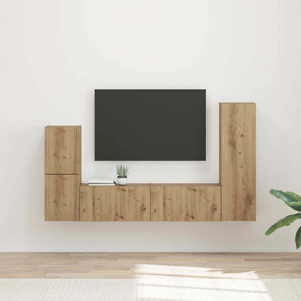 vidaXL Zestaw szafek RTV Montowane na ścianie 4 pcs Dąb rzemieślniczy