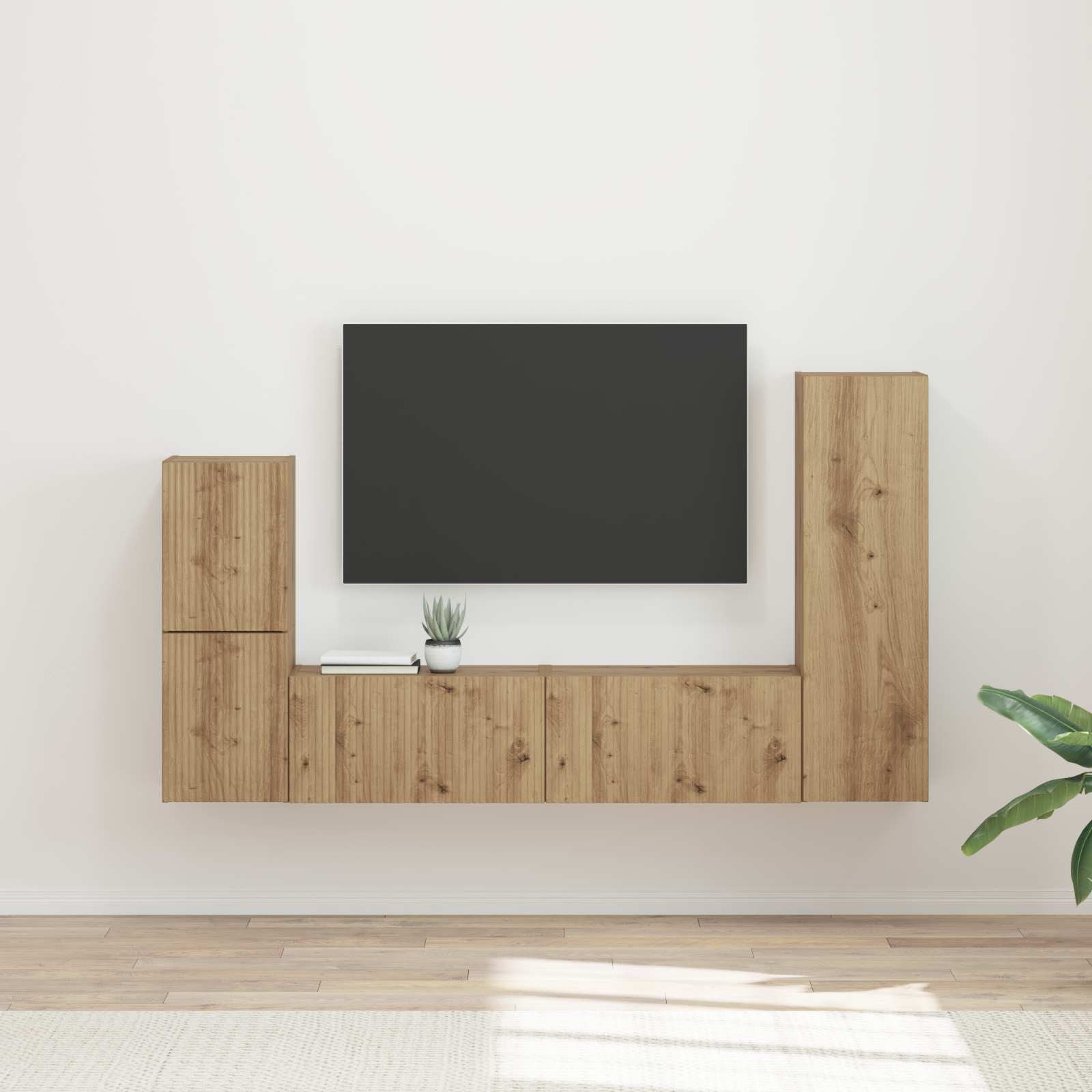 vidaXL Zestaw szafek RTV Montowane na ścianie 4 pcs Dąb rzemieślniczy
