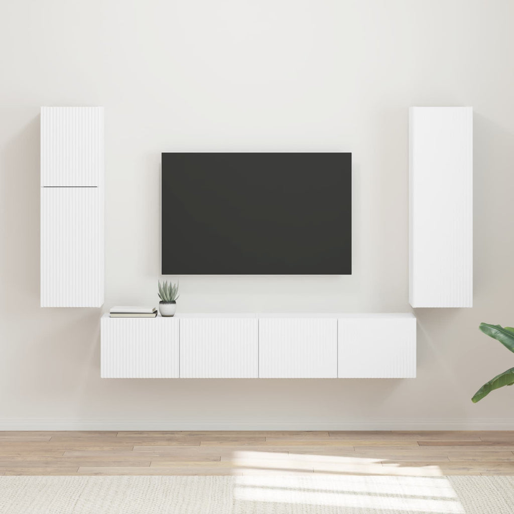 vidaXL Zestaw szafek RTV 4 pcs Biały Materiał drewnopochodny