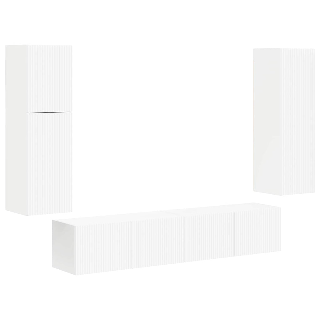 vidaXL Zestaw szafek RTV 4 pcs Biały Materiał drewnopochodny