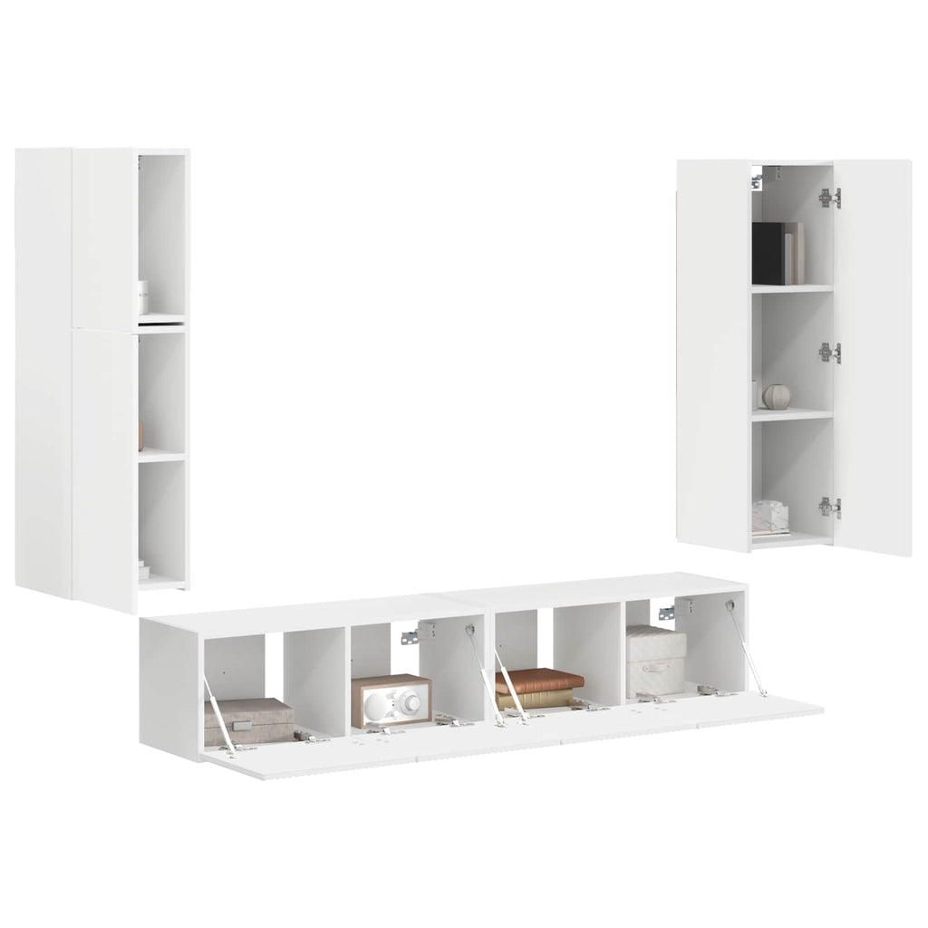vidaXL Zestaw szafek RTV 4 pcs Biały Materiał drewnopochodny