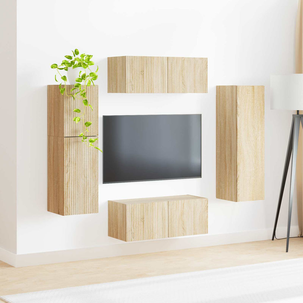 vidaXL Zestaw szafek RTV 4 pcs Dąb Sonoma Materiał drewnopochodny