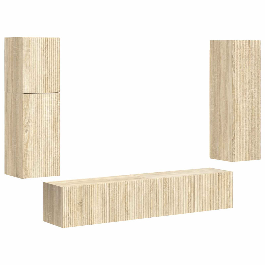 vidaXL Zestaw szafek RTV 4 pcs Dąb Sonoma Materiał drewnopochodny