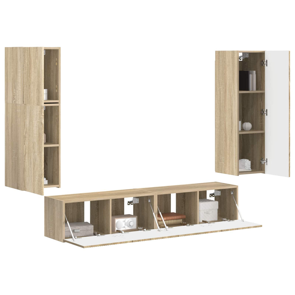 vidaXL Zestaw szafek RTV 4 pcs Dąb Sonoma Materiał drewnopochodny