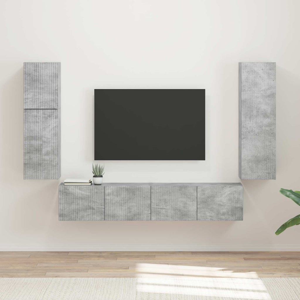vidaXL Zestaw szafek RTV 4 pcs Betonowy szary Materiał drewnopochodny
