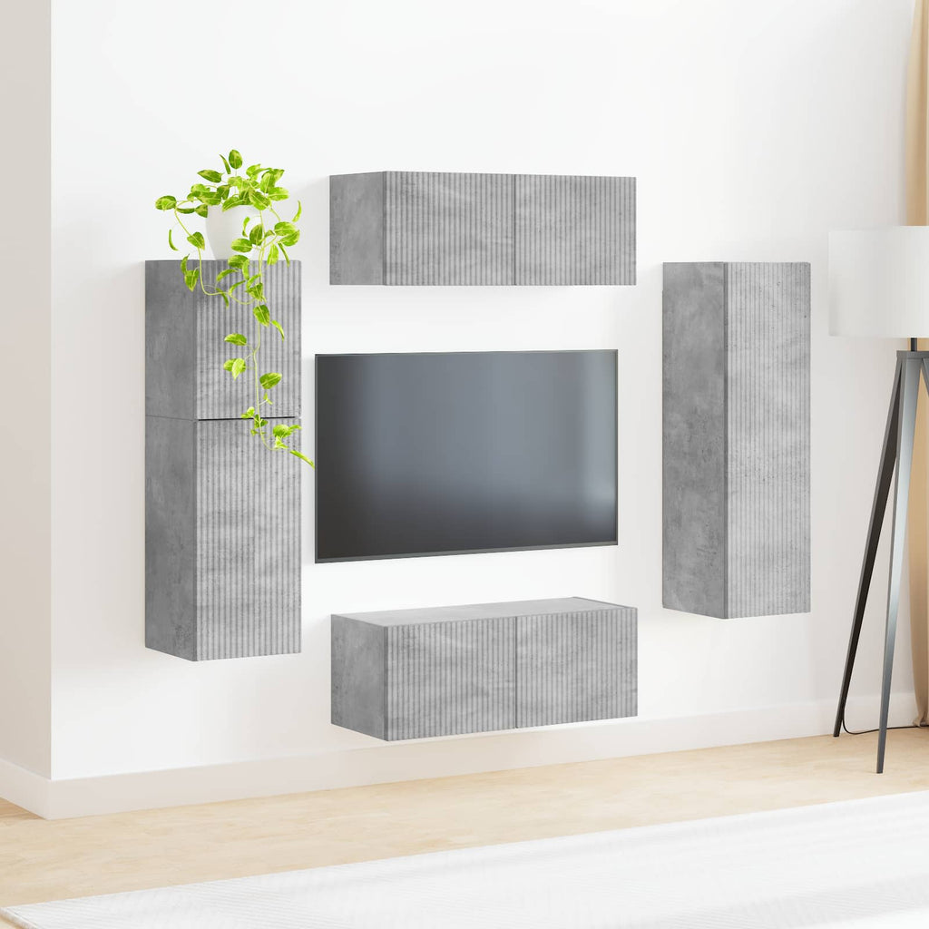 vidaXL Zestaw szafek RTV 4 pcs Betonowy szary Materiał drewnopochodny
