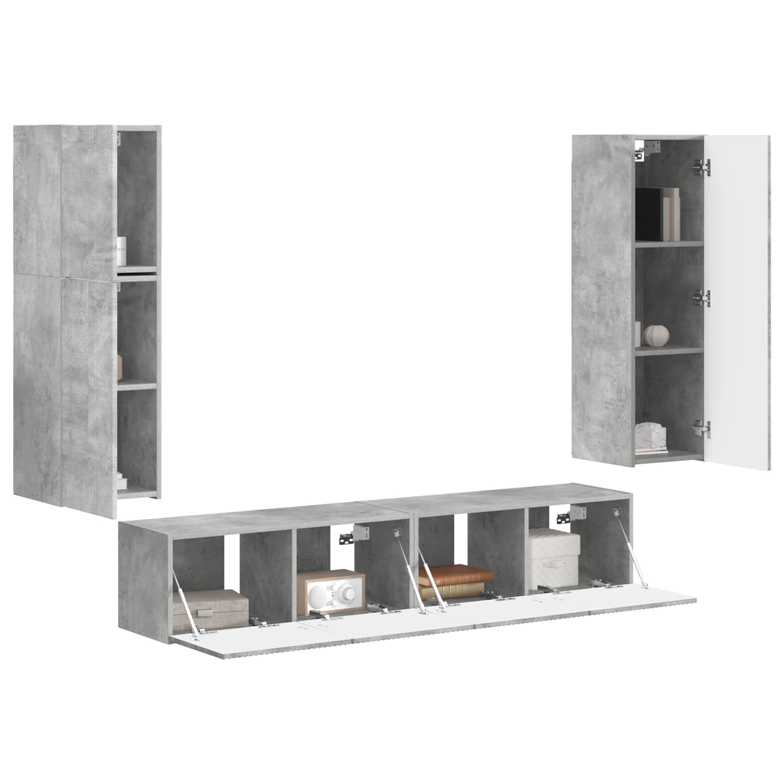 vidaXL Zestaw szafek RTV 4 pcs Betonowy szary Materiał drewnopochodny