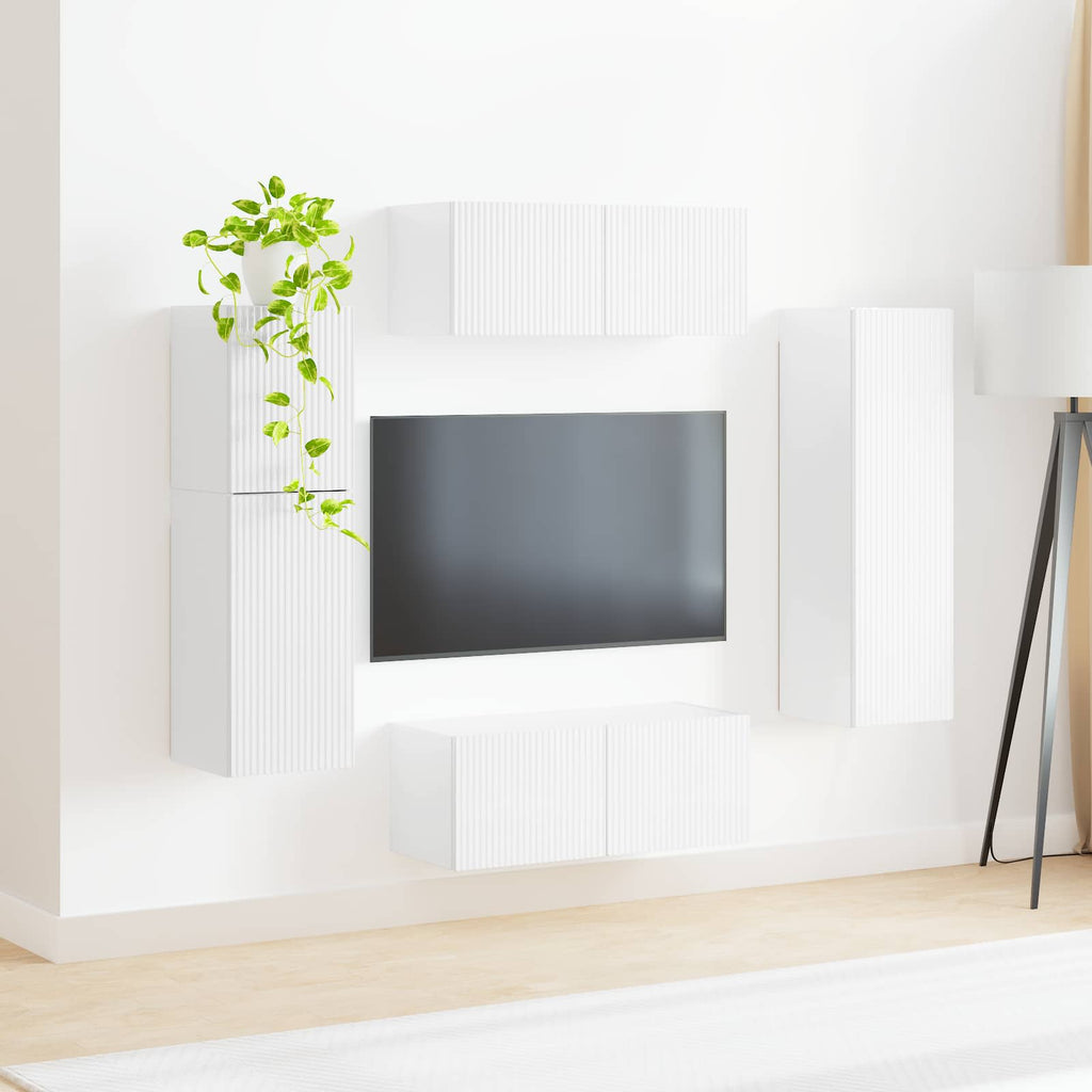 vidaXL Zestaw szafek RTV 4 pcs Wysoki połysk biały