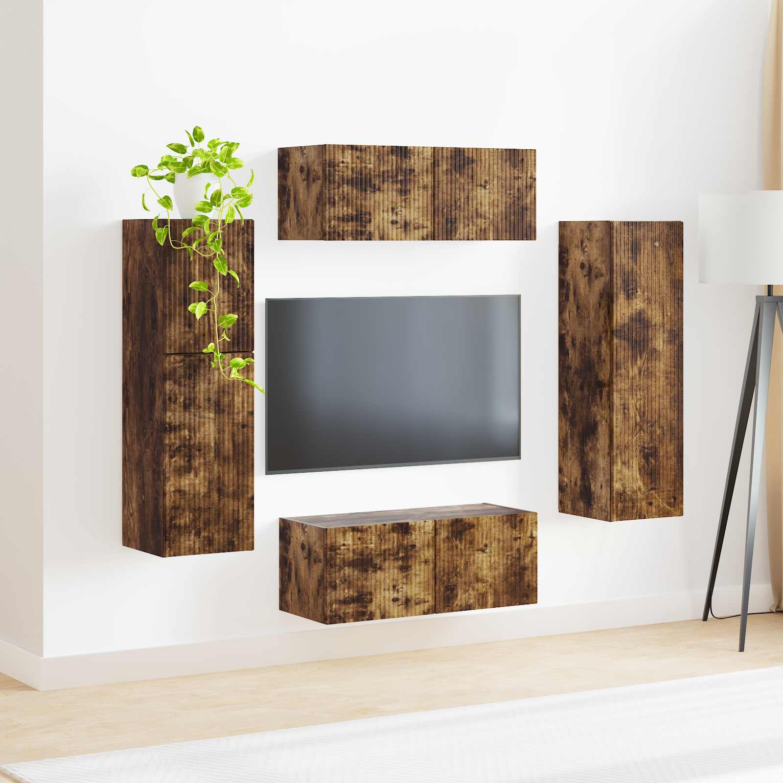 vidaXL Zestaw szafek RTV 4 pcs Dąb wędzony Materiał drewnopochodny