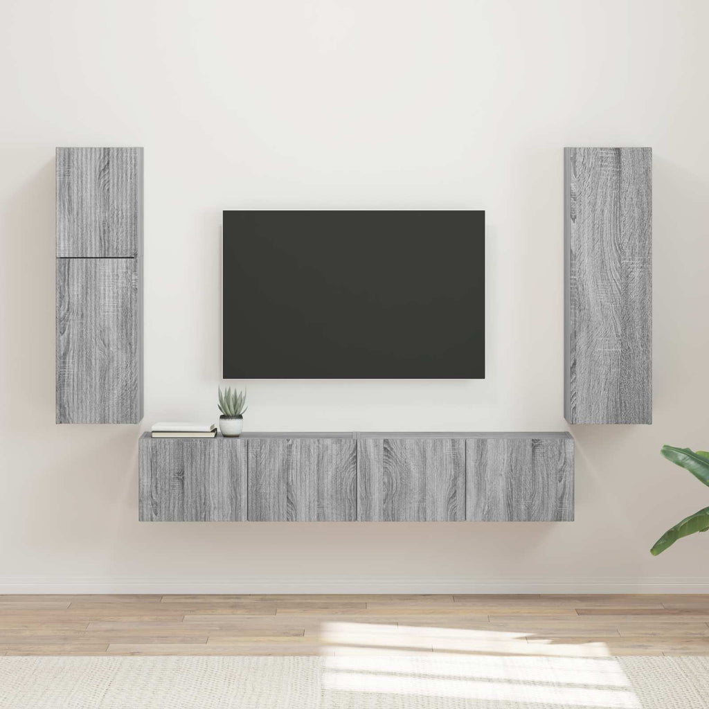 vidaXL Zestaw szafek RTV 4 pcs Szary Sonoma Materiał drewnopochodny