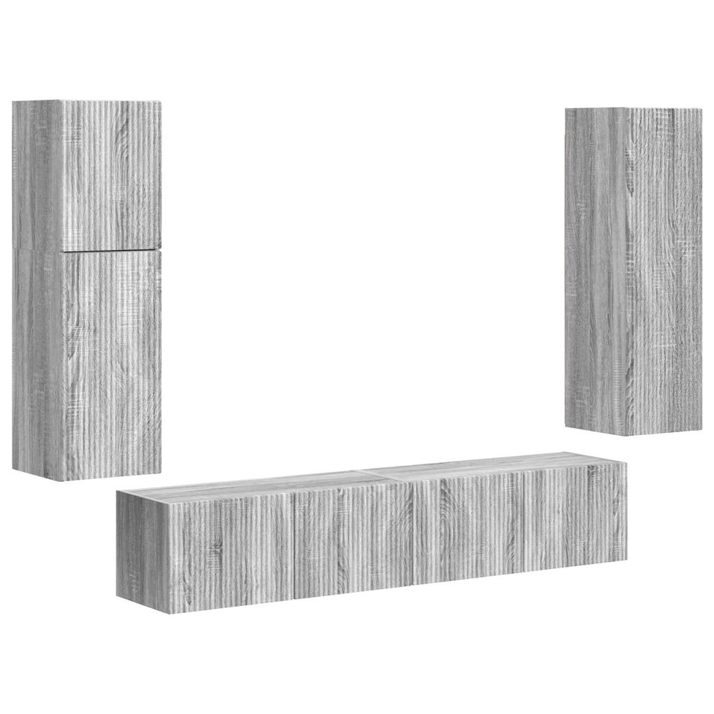 vidaXL Zestaw szafek RTV 4 pcs Szary Sonoma Materiał drewnopochodny
