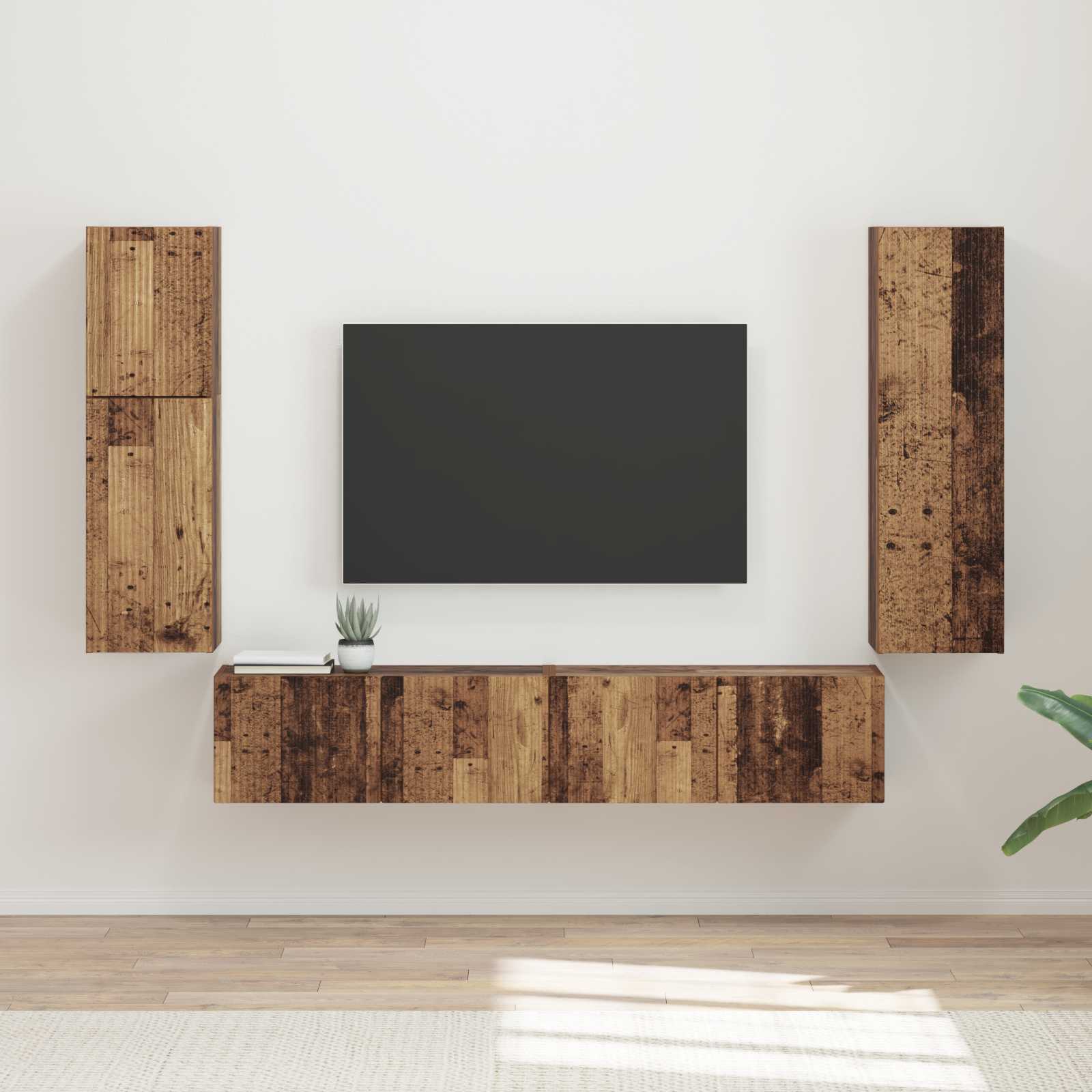 vidaXL Zestaw szafek RTV 4 pcs Stare drewno Materiał drewnopochodny