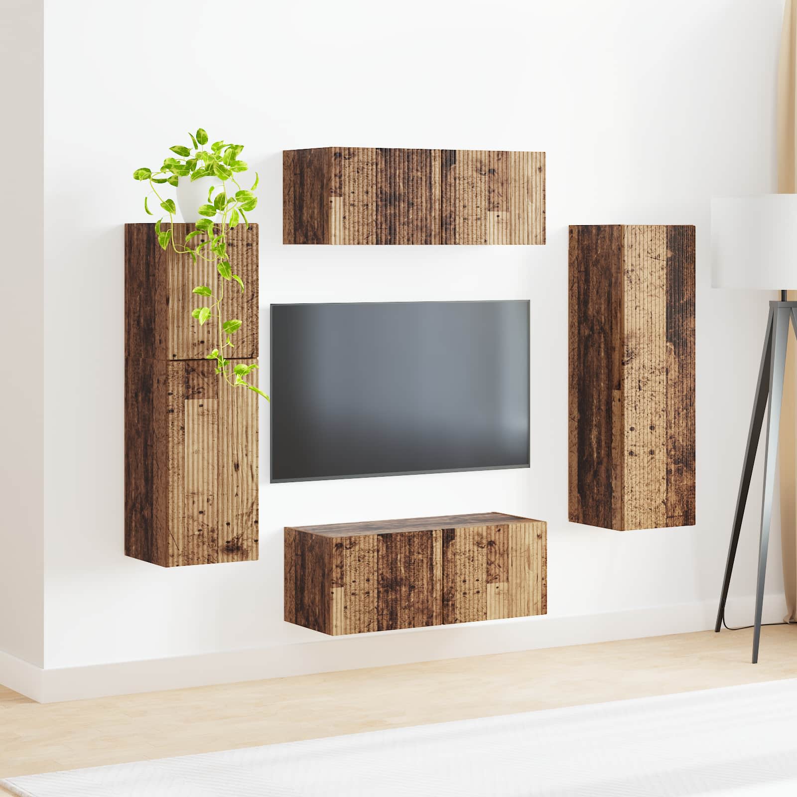vidaXL Zestaw szafek RTV 4 pcs Stare drewno Materiał drewnopochodny
