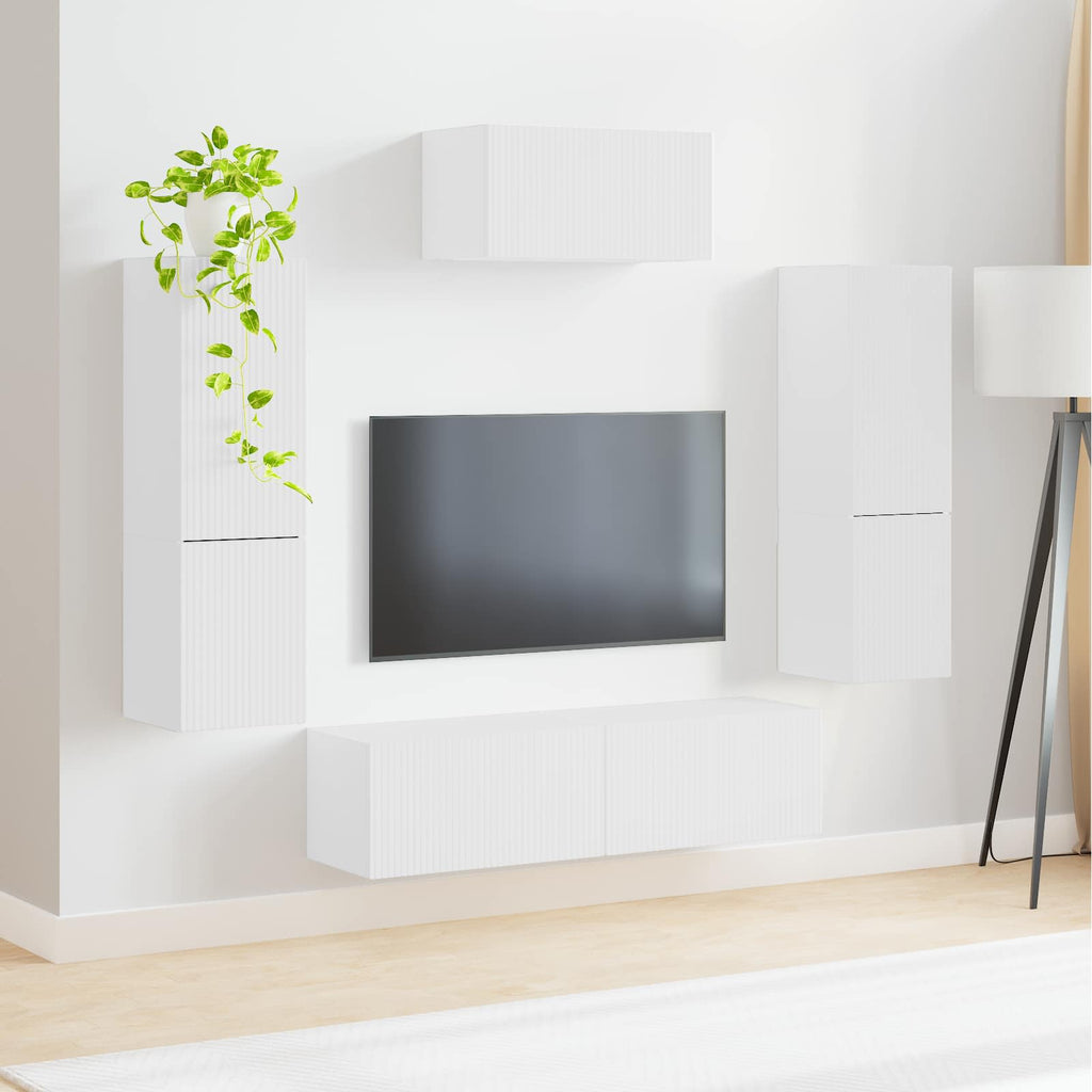 vidaXL Zestaw szafek RTV 4 pcs Biały Materiał drewnopochodny