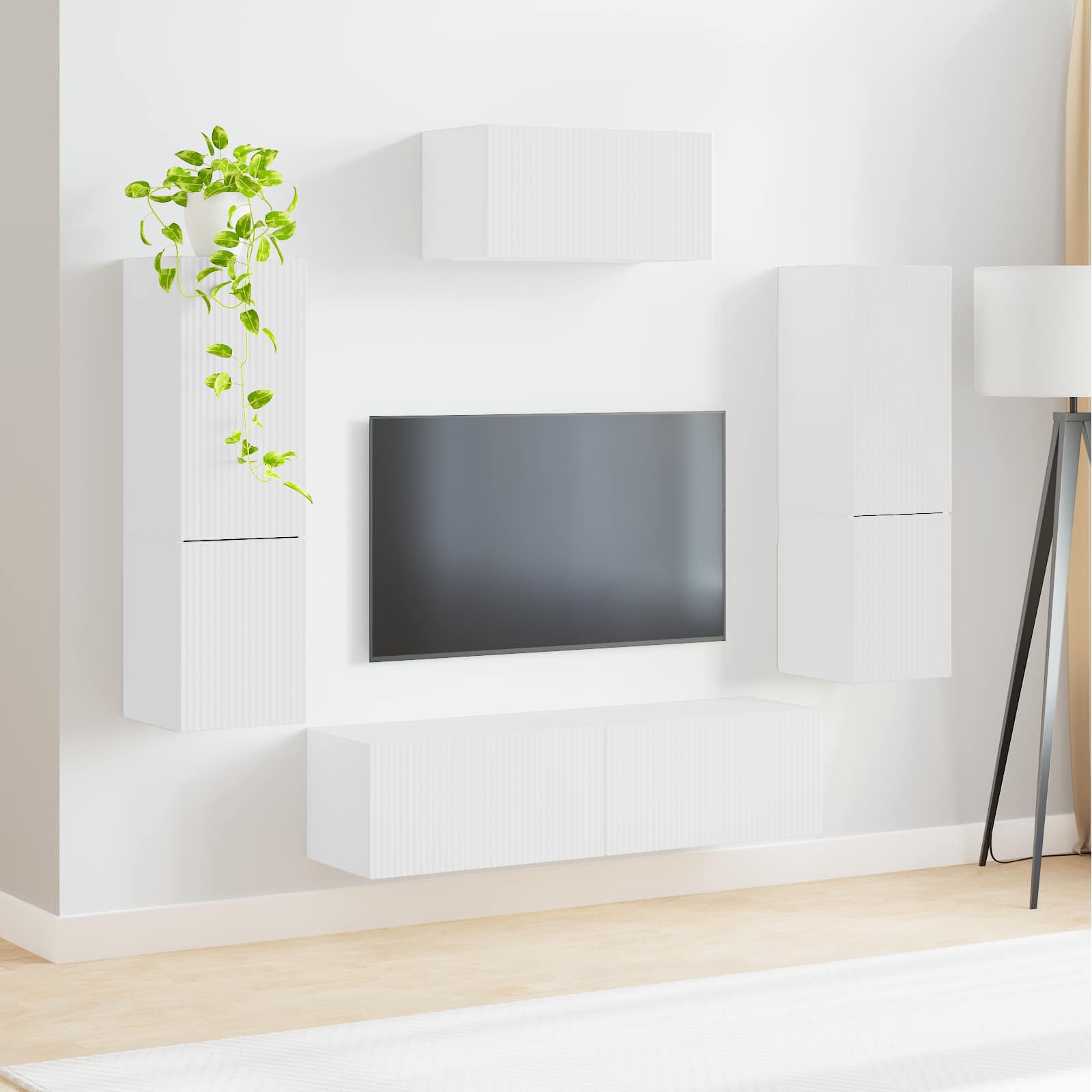 vidaXL Zestaw szafek RTV 4 pcs Biały Materiał drewnopochodny