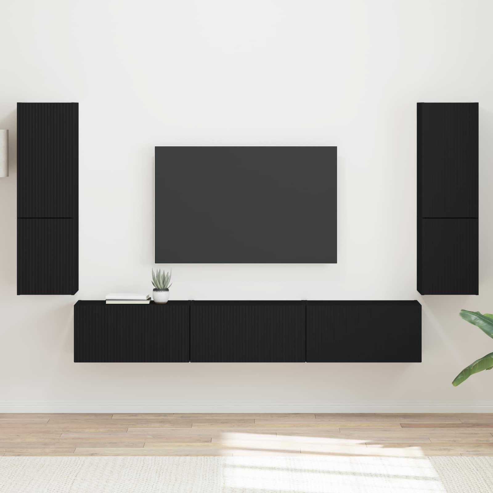 vidaXL Zestaw szafek RTV 4 pcs Czarny Materiał drewnopochodny
