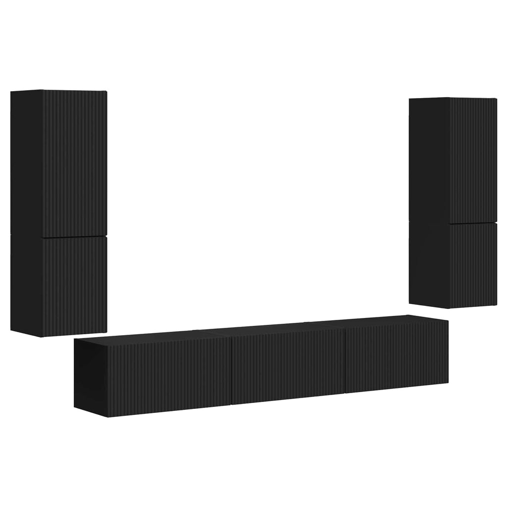vidaXL Zestaw szafek RTV 4 pcs Czarny Materiał drewnopochodny