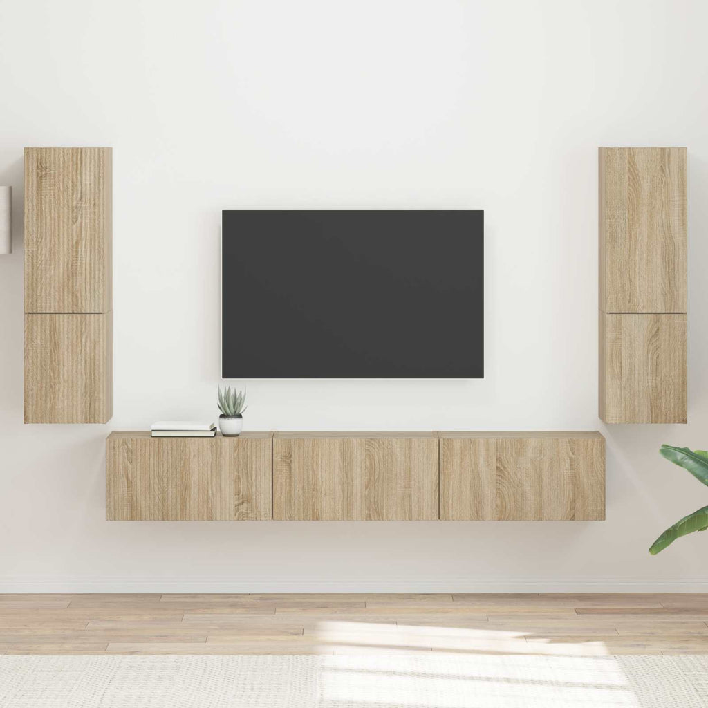 vidaXL Zestaw szafek RTV 4 pcs Dąb Sonoma Materiał drewnopochodny