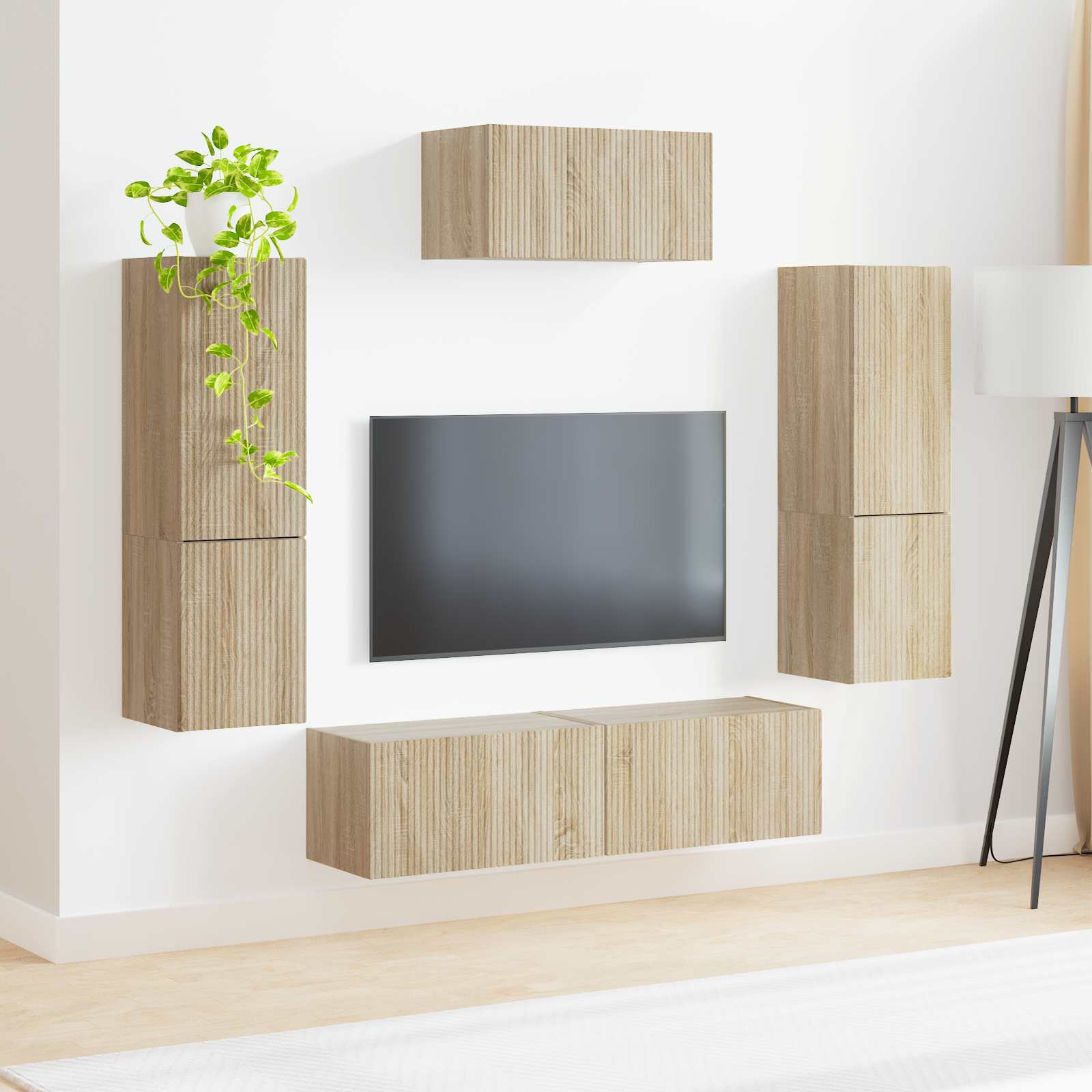vidaXL Zestaw szafek RTV 4 pcs Dąb Sonoma Materiał drewnopochodny