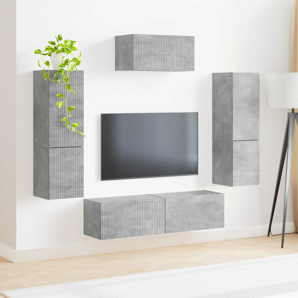 vidaXL Zestaw szafek RTV 4 pcs Betonowy szary Materiał drewnopochodny