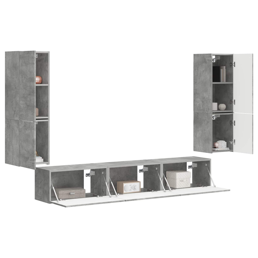 vidaXL Zestaw szafek RTV 4 pcs Betonowy szary Materiał drewnopochodny