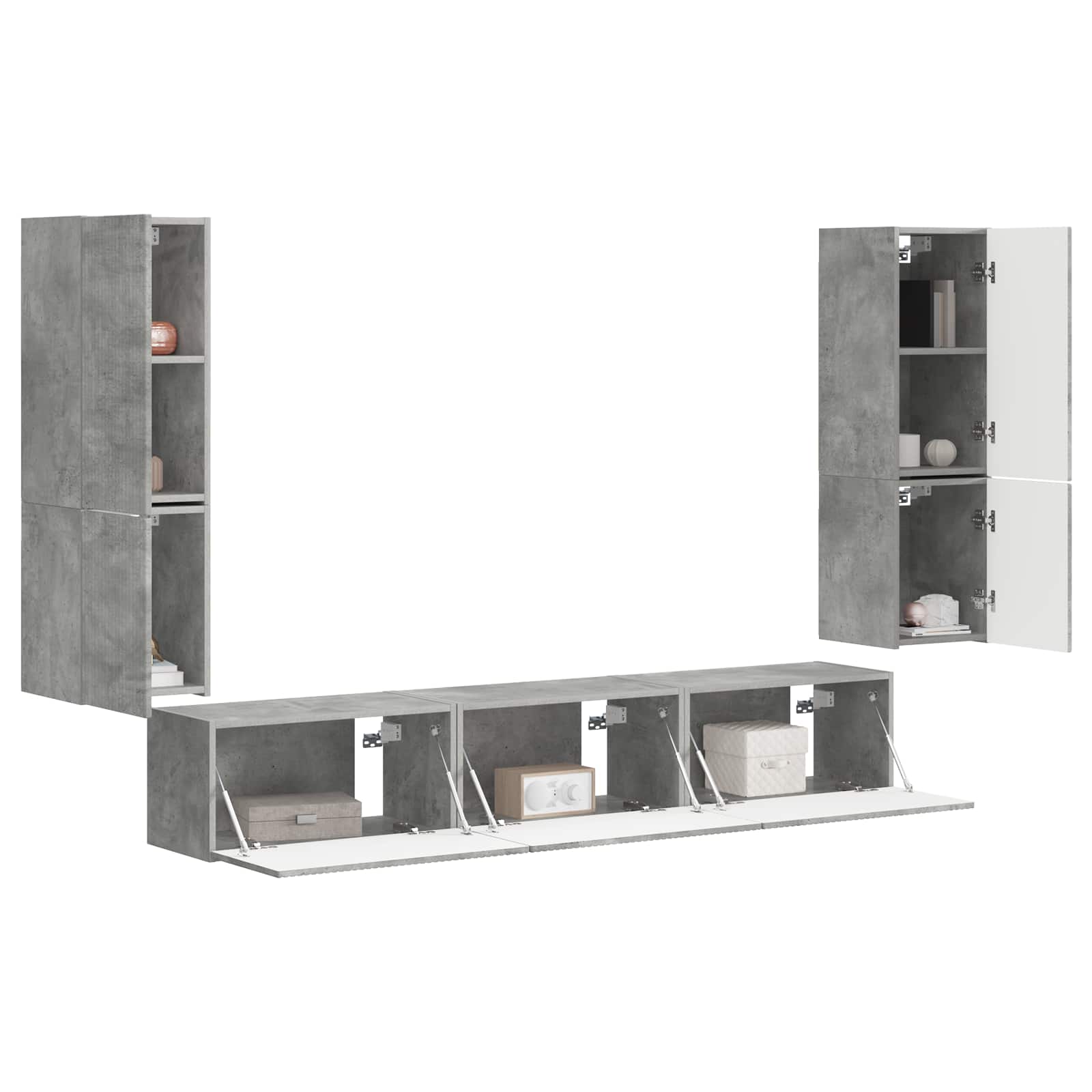 vidaXL Zestaw szafek RTV 4 pcs Betonowy szary Materiał drewnopochodny