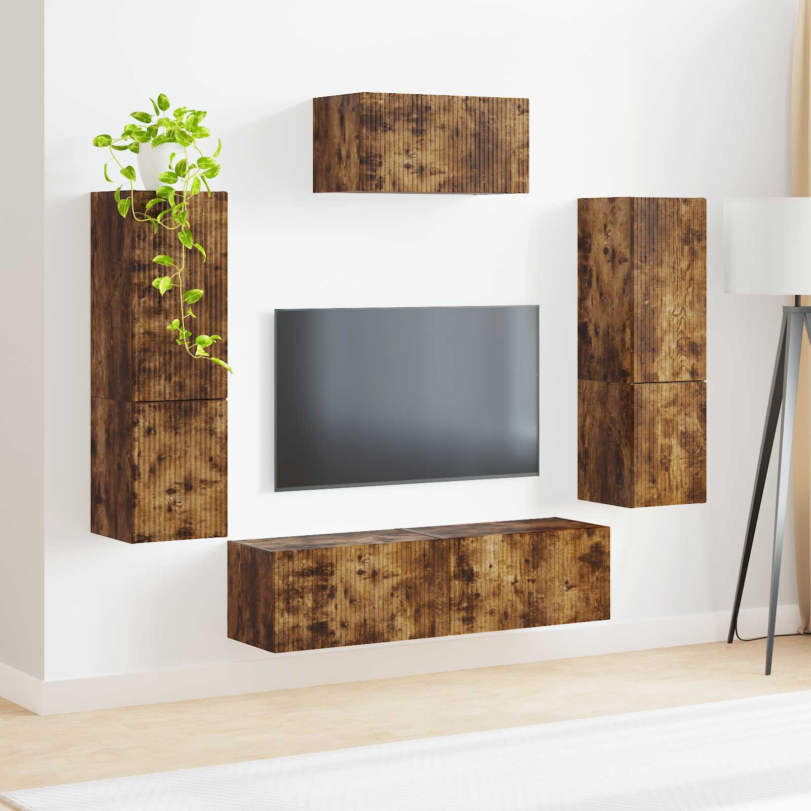 vidaXL Zestaw szafek RTV 4 pcs Dąb wędzony Materiał drewnopochodny