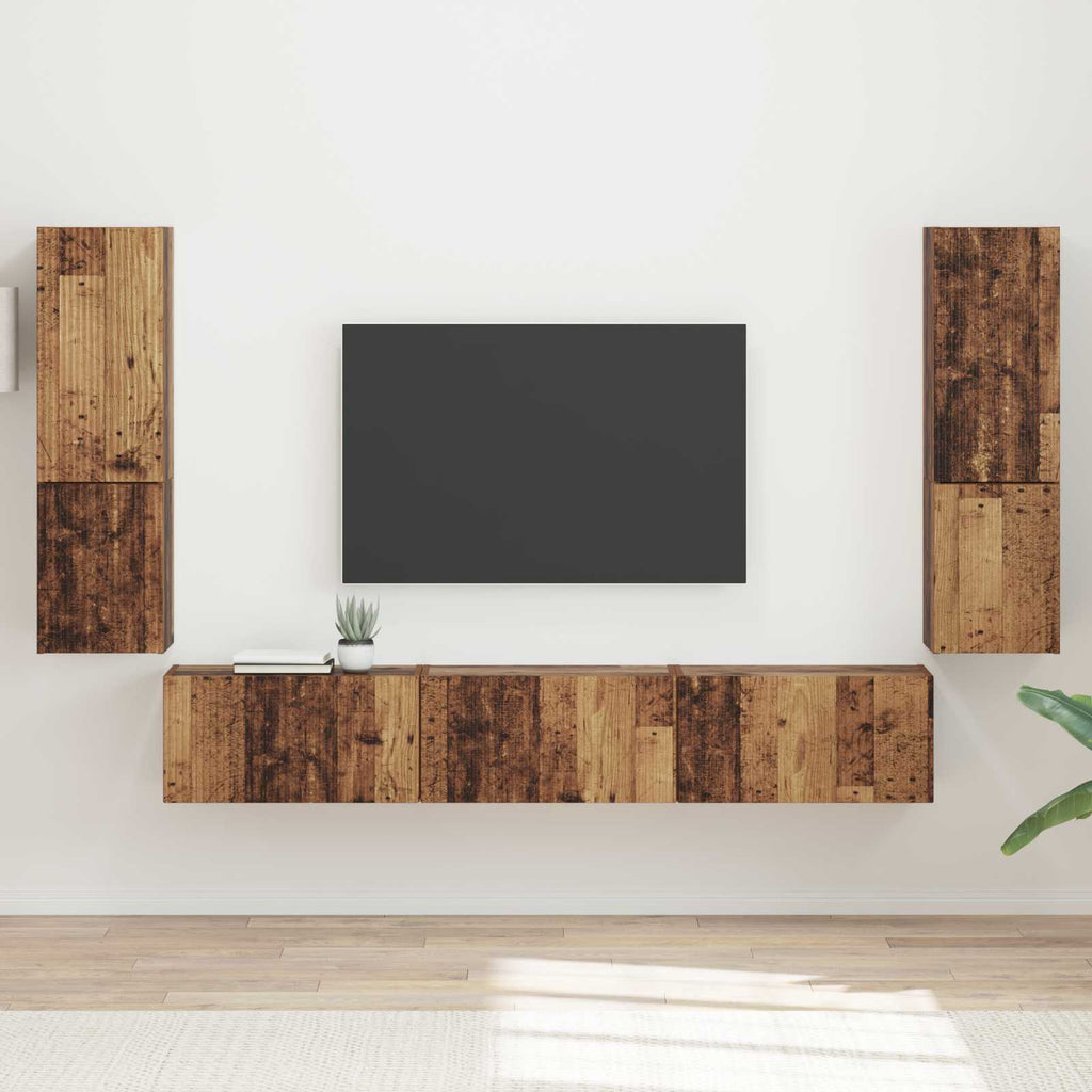 vidaXL Zestaw szafek RTV 4 pcs Stare drewno Materiał drewnopochodny