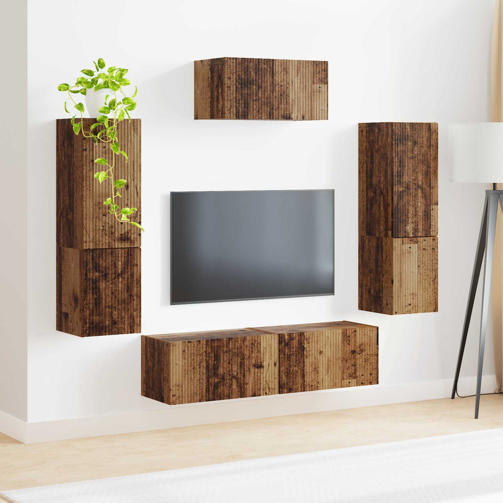 vidaXL Zestaw szafek RTV 4 pcs Stare drewno Materiał drewnopochodny