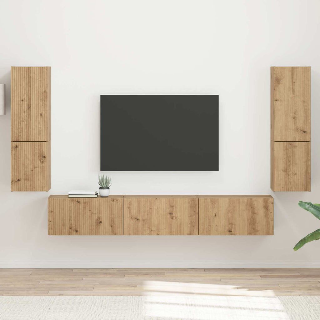 vidaXL Zestaw szafek RTV Montowane na ścianie 4 pcs Dąb rzemieślniczy