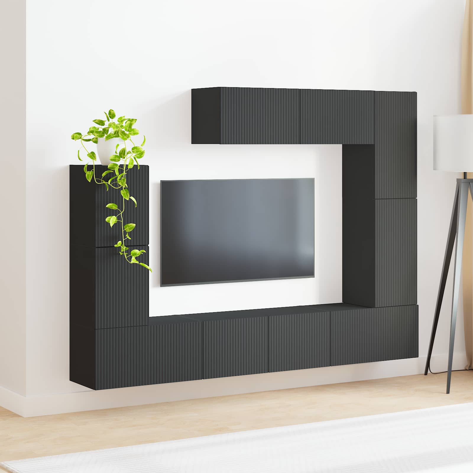 vidaXL Zestaw szafek RTV 5 pcs Czarny Materiał drewnopochodny