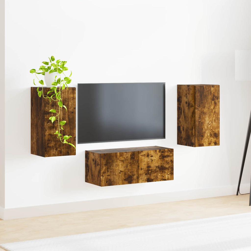 vidaXL Zestaw szafek RTV 6 pcs Dąb wędzony Materiał drewnopochodny