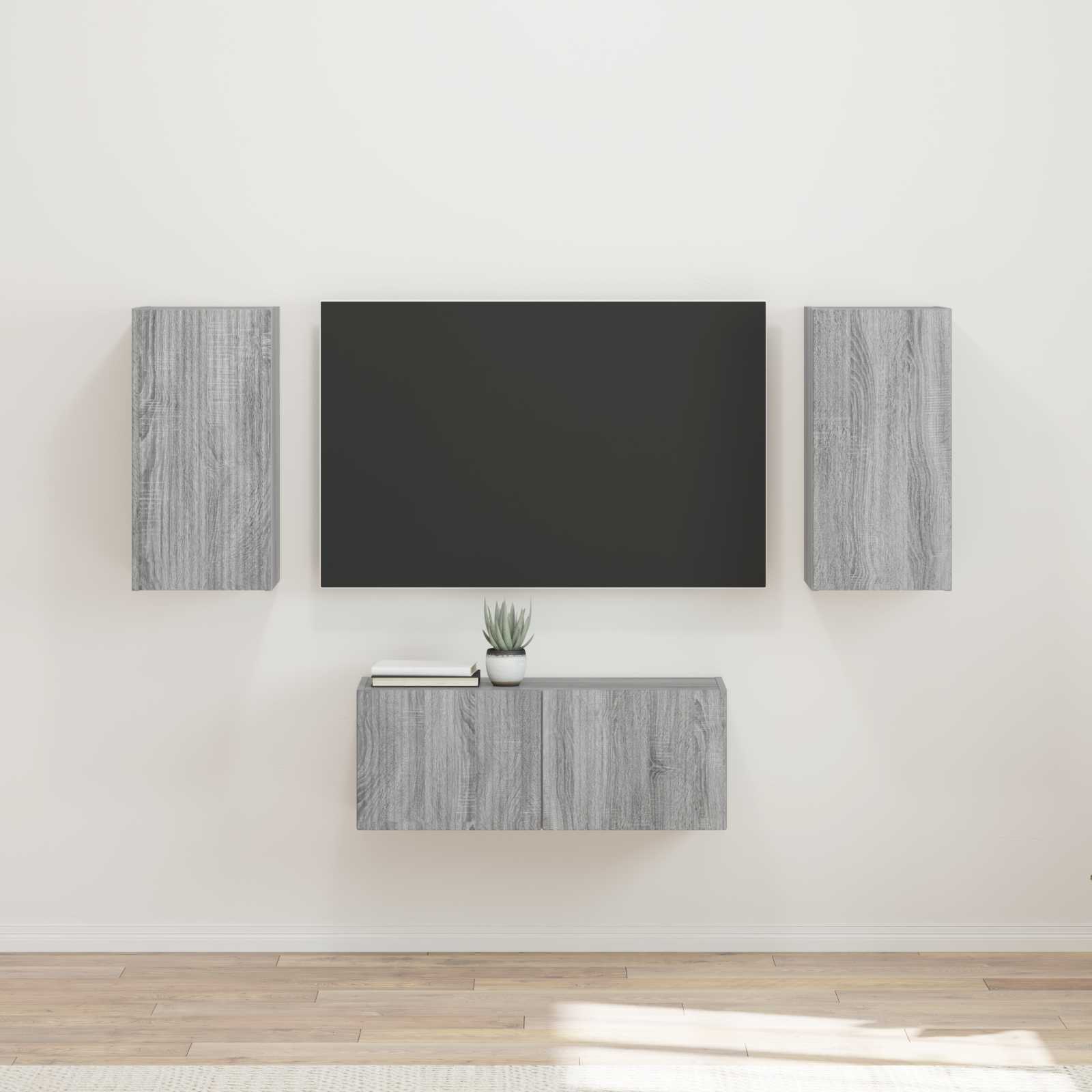 vidaXL Zestaw szafek RTV 6 pcs Szary Sonoma Materiał drewnopochodny