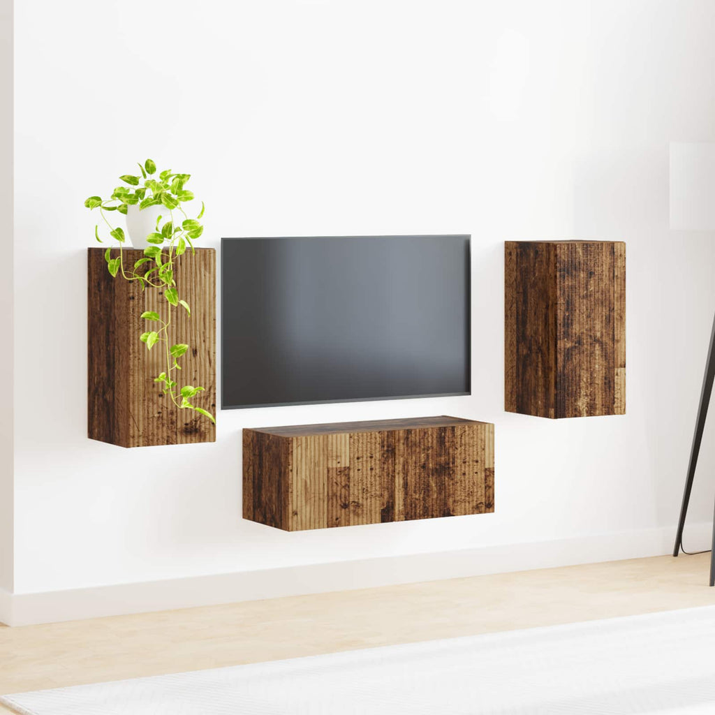 vidaXL Zestaw szafek RTV 6 pcs Stare drewno Materiał drewnopochodny