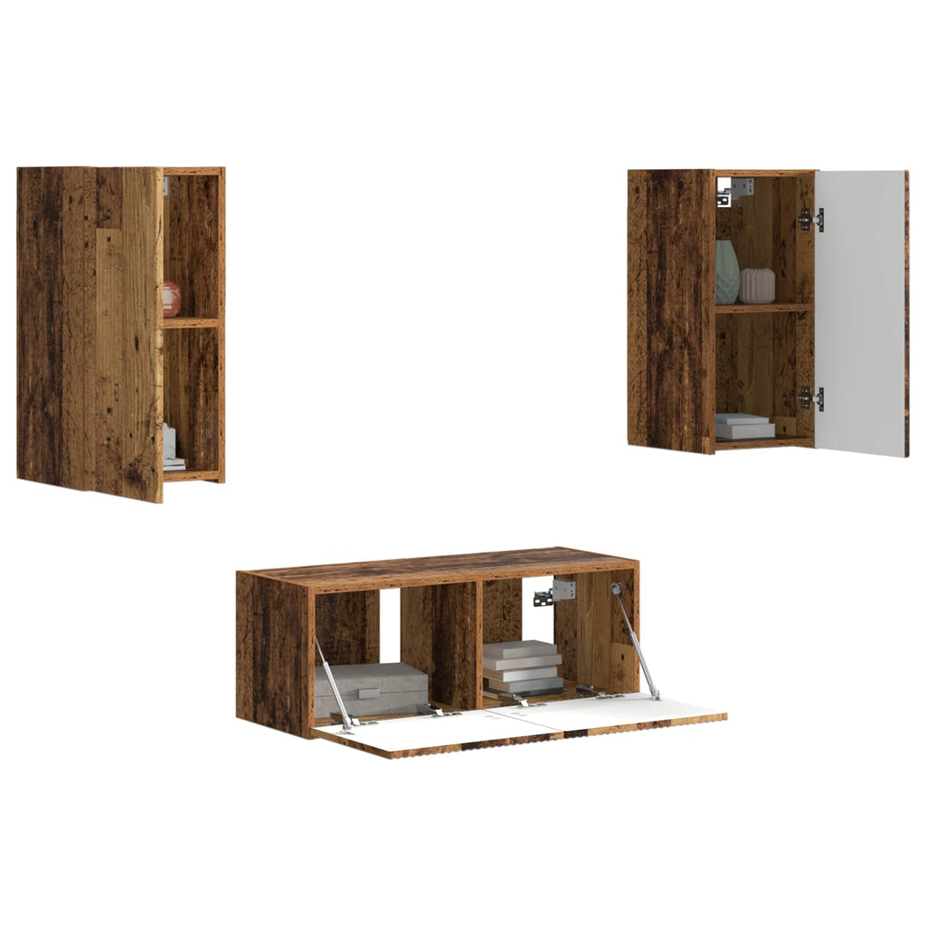 vidaXL Zestaw szafek RTV 6 pcs Stare drewno Materiał drewnopochodny
