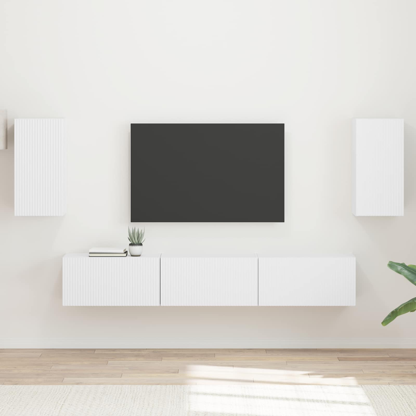 vidaXL Zestaw szafek RTV 5 pcs Biały Materiał drewnopochodny
