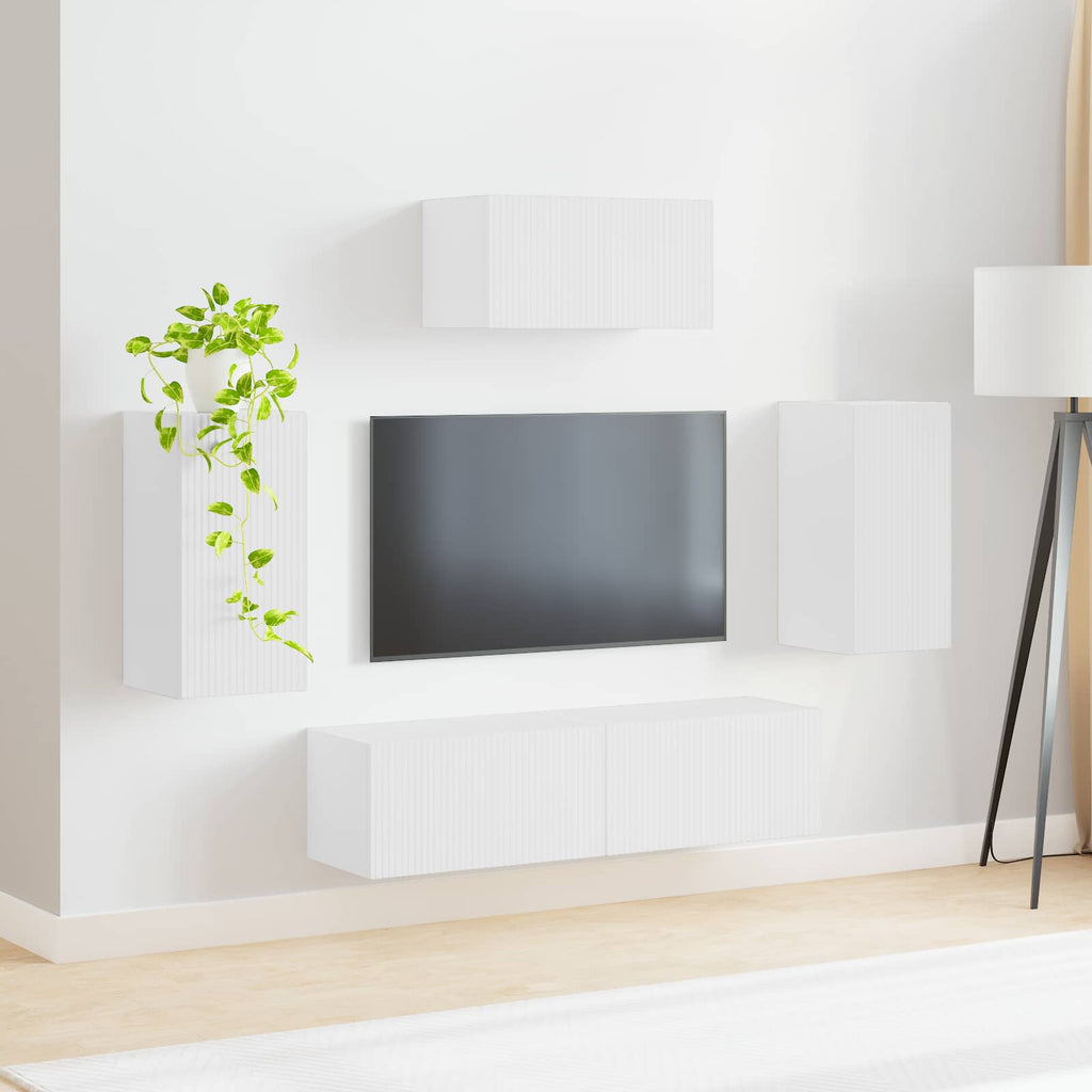 vidaXL Zestaw szafek RTV 5 pcs Biały Materiał drewnopochodny