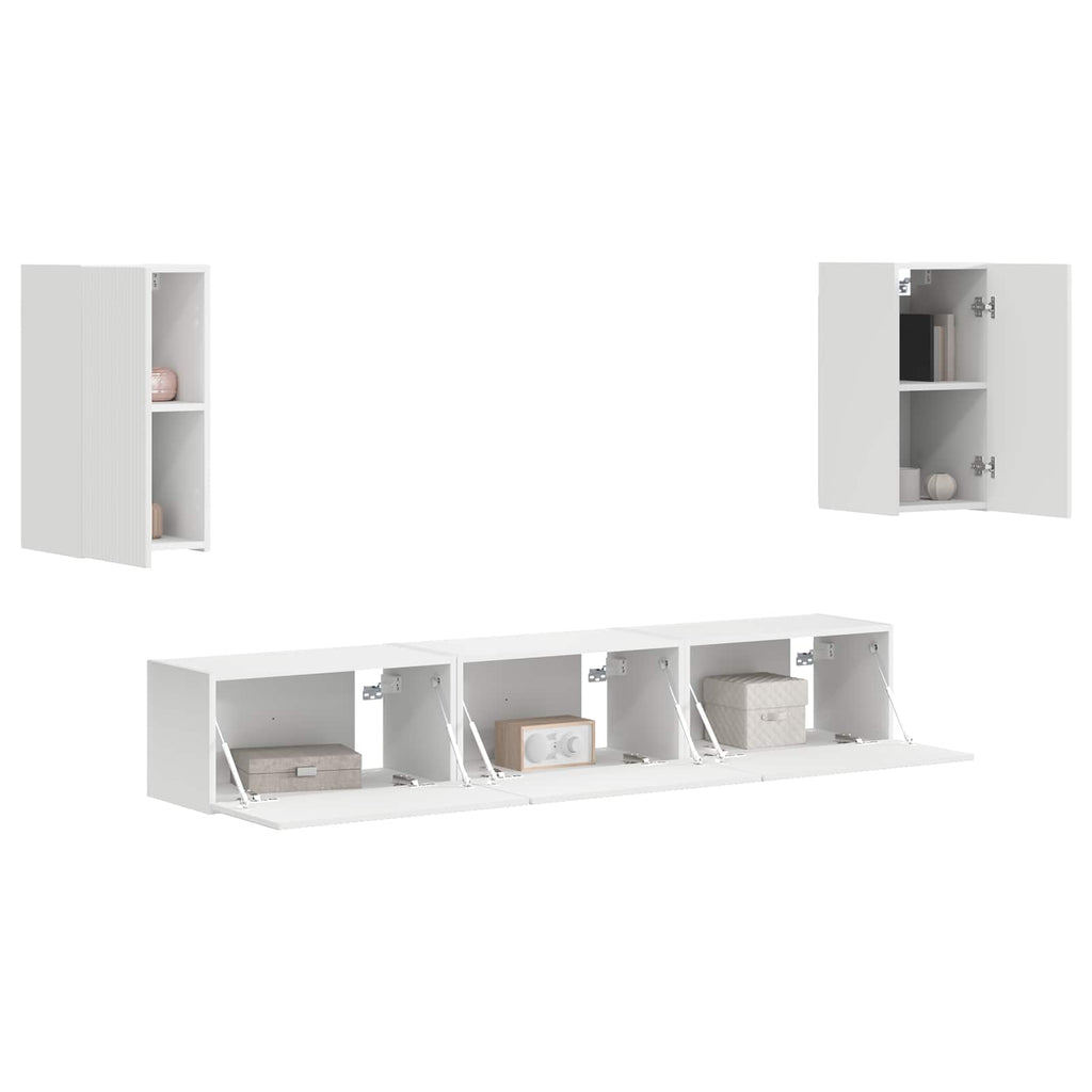 vidaXL Zestaw szafek RTV 5 pcs Biały Materiał drewnopochodny