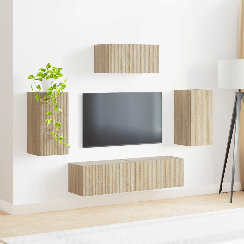 vidaXL Zestaw szafek RTV 5 pcs Dąb Sonoma Materiał drewnopochodny