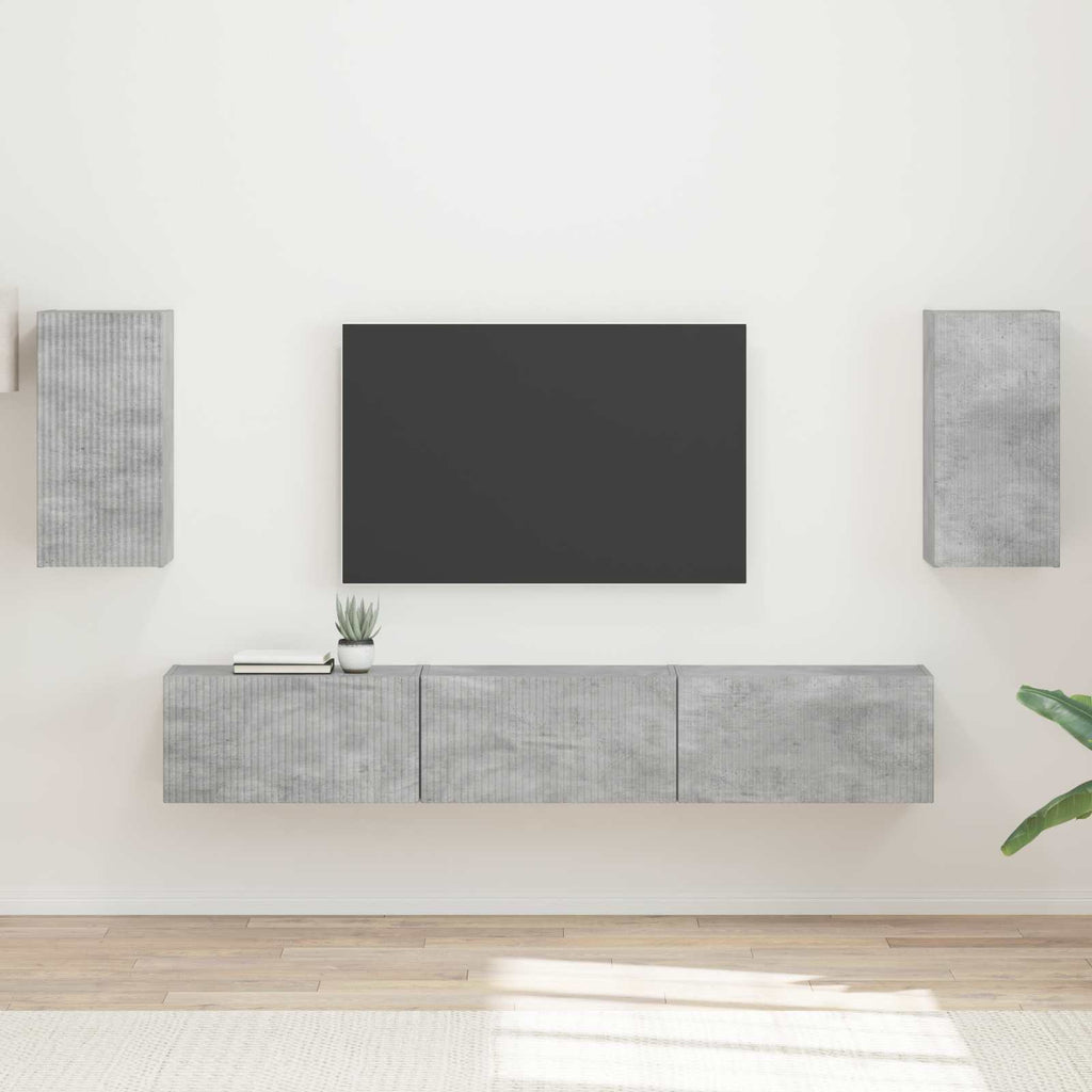 vidaXL Zestaw szafek RTV 5 pcs Betonowy szary Materiał drewnopochodny