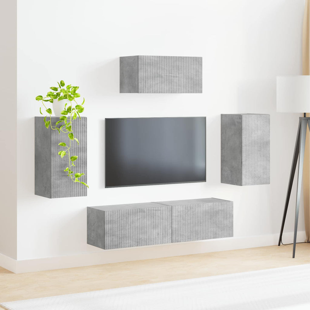 vidaXL Zestaw szafek RTV 5 pcs Betonowy szary Materiał drewnopochodny