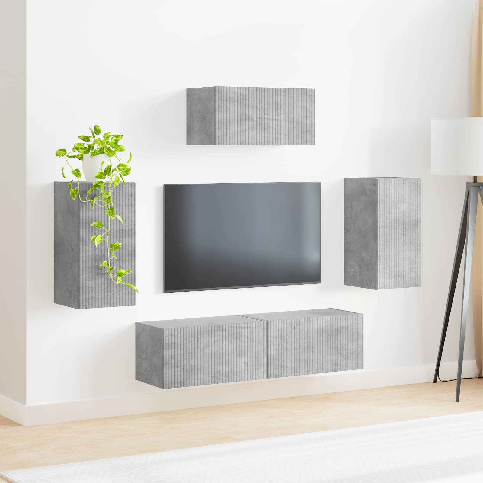 vidaXL Zestaw szafek RTV 5 pcs Betonowy szary Materiał drewnopochodny