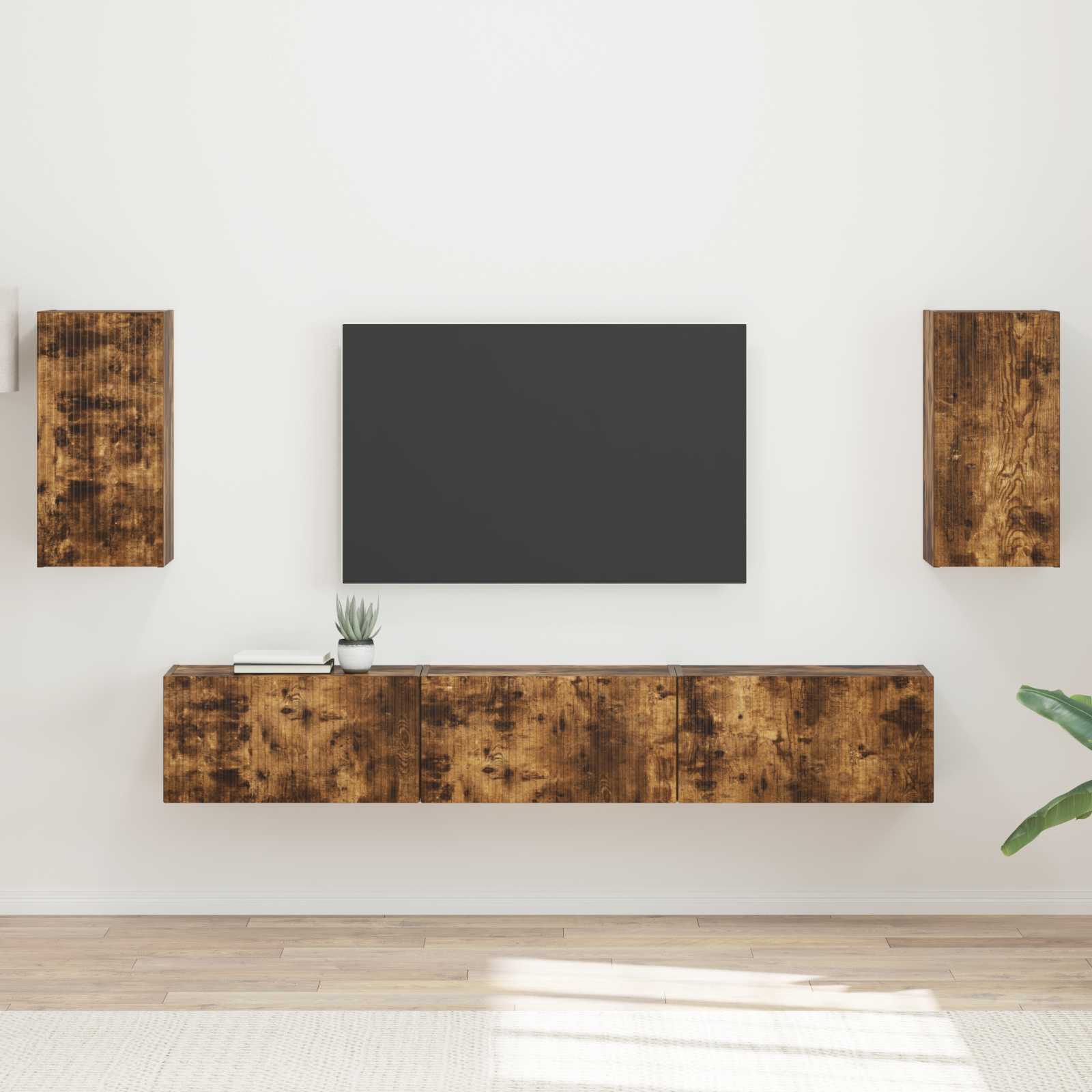vidaXL Zestaw szafek RTV 5 pcs Dąb wędzony Materiał drewnopochodny