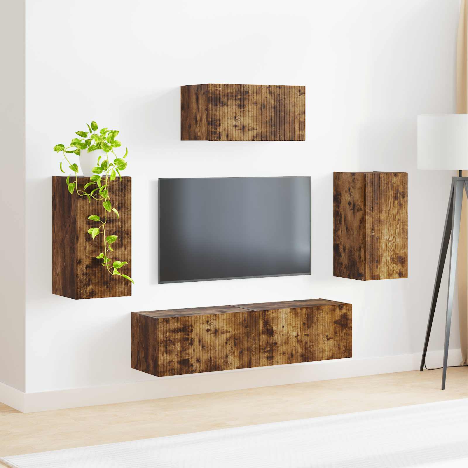 vidaXL Zestaw szafek RTV 5 pcs Dąb wędzony Materiał drewnopochodny